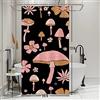 Bovlleetd Tenda da Doccia in Panno Nero Rosa Carino Fungo Boho Floreali Tende da Doccia per il Bagno Spazio Piccola Tenda da Doccia Lunga Impermeabile Set 6 fori 36x72 pollici