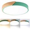 Alpinaluz Plafoniera LED Rotonda Ø40 cm in Legno e Metallo - CCT 3000K/4000K/6000K - Design Nordico con Diffusore Opale e Luce Ambientale (Verde 30W)