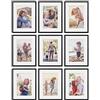 PHOTOLINI Set di 9 cornici per poster 30x40 cm con passe-partout 20x30 cm nero legno MDF, plexiglass infrangibile, da parete, accessori inclusi - per foto, immagini e poster