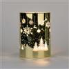 SHATCHI 14 centimetri Natale Decorato Vaso Lampada Da Tavolo Tubo di Vetro Inciso Natale Oro Cilindro LED Fata Luci A Batteria Operato Decorazione Della Tavola, Decorazione Appeso