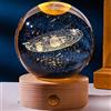 TITA-DONG Lampada a Sfera di Cristallo 3D da 6 Cm, Lampada Notturna a Sfera Rotonda per Astronomia con Scultura Trasparente Luminosa con Base, Luce Notturna a Sfera con (Sistema Solare