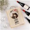 Wanapix | Cassetta in Legno per Vino Personalizzata con Foto y Testo | per Bottiglie Triple | Scatola Vino Legno (non inclusIe) | Coperchio Scorrevole | 29x38x10 cm