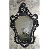 Pintici Specchio da parete, stile barocco, ovale, antico, 50x76 cm, specchio sfarzoso, specchio ovale, specchio per corridoio (nero opaco)