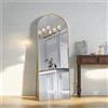 Poeahu Specchio da Terra ad Arco, 162 x 53 Specchio da Parete Grande con Cornice in nero Alluminio, Specchio da Terra da Appoggiare o Appendere per Soggiorno, Camera da Letto, Ingresso, Oro