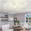 YUNZI Moderna Plafoniera Luminosa A LED, 6 Anelli Di Plafoniera Bianca Con Telecomando, Plafoniere Per Cucina, Soggiorno, Camera Da Letto 3000K-6500K Dimmerazione Intelligente-White