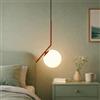 B·LED BARCELONA LED BARCELONA LED Lampada a Sospensione in Vetro a Sfera E27, Corpo in Metallo Alluminio con in Vetro Opalino, Stile Nordico Moderno Giapponese Industriale e Classico per Soggiorno e Cucina, Rosso