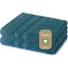 Lavea® 2 Lavette Bagno 30x30 cm in Spugna di Cotone Bio 100% Morbidi e Assorbenti, per Casa Hotel Spa - Ideali anche come Asciugamano Viso e Bidet - Verde pino
