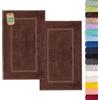 Lavea® 2 Tappetini Bagno 50x80 cm in 100% Cotone - Tappeti Bagno Assorbenti e Lavabili - Ideali come Tappeto Bagno o Tappetino Doccia - Marrone caffé