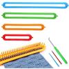 BAKAJI Set Telaio a Maglia Uncinetti Kit 4 Telai in Plastica Varie Misure con Accessori Ferri e Ago Unicnetto per Cappelli Sciarpe e Guanti (Rettangolari)