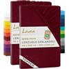 Lavea® Set 2 Lenzuola con Angoli Singolo 90x200 cm - Jersey 100% Cotone - Per Materassi Topper fino a 10 cm - Con Elastico Tutto Intorno - Certificato OEKO-TEX - Bordeaux