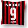 love print Cuscino Tifoso Calcio Serie a Tifoso Interista,Milanista, Romanista con nome e numero personalizzabile logo Stampa full print (40X40 QUADRATO) (Tifoso Milanista)