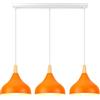 iDEGU 3 Luci Lampadario a Sospensione Retrò LED Lampada a Soffitto in Legna Metallo Moderna Lampada a Sospensione Stile Scandinavo Plafoniera per Sala da Pranzo Soggiorno Cucina (Arancione, Barra)