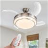 BAKAJI Ventilatore a Soffitto Colore Silver Con Pale scomparsa, Struttura In Metallo e Luce Diametro 106 cm Max Casa