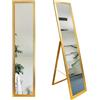 BD ART Standing mirror per toeletta, specchio da terra, 155,8 x 35,8 cm, per guardaroba, cornice in MDF elegante e intramontabile, colore oro