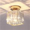 Mengjay Cristallo Lampada Plafoniera E27，mini lampada da corridoio moderna in cristallo nero, plafoniera da interno E27 a montaggio superficiale per bagno cucina portico Scale Balcone (D'oro Stile B)