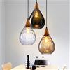 GUANSHAN Paralume in vetro a forma di goccia con luce a sospensione in vetro con increspature d'acqua Lampada da soffitto da comodino Illuminazione a soffitto per camera da letto, sala da pranzo