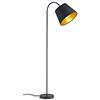 meineWunschleuchte Moderna lampada da terra con braccio flessibile e paralume in tessuto, colore nero e oro, altezza 156 cm