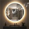 Hondony Specchio Bagno con Luce, Rotondo 60cm, Smart, Antiappanamento,Vetro Temperato HD, Funzione memoria Dimmerabile con musica Bluetooth