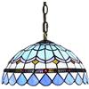 ZTJ-Lighting Lampadario In Stile Tiffany Da 12 Pollici, Lampada Da Sospensione Con Paralume In Vetro Colorato Multicolore Lampada A Sospensione Da Soffitto In Stile Tiffany, 1 Luce Azzurra Decorazione