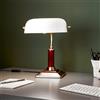 Lightbox Lampada Banker con testa girevole e interruttore a bilanciere | 34 cm di altezza | lampada da tavolo classica con paralume Michglas | in vetro/metallo/legno di quercia in ottone/oro /
