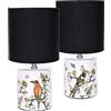 Brubaker Set di 2 Lampade da Tavolo o da Comodino Asian Bird Design - Lampada Cinese con Base in Ceramica - Altezza 29,5 cm, Bianco Nero