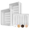 Creative Deco Set da 3 Cassette Bianche in Legno, 40 x 30 x 15 cm | Set da 3, finitura bianca, stile vintage shabby, per oggetti, frutta, regali e decorazioni fai da te