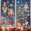 wondever Adesivi Finestra Soldato Schiaccianoci di Natale Vetrofanie Natale per Finestre Fiocco di Neve Oro Adesivi Elettrostatici per Vetro Porte Decorazione Natalizia