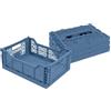 Box and beyond - Set di 4 scatole pieghevoli - Scatole in plastica impilabili - Cassette pieghevoli con maniglia - Cucina, camera da letto, ufficio (blu, 40 x 30 x 15 cm)