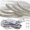 FOLGEMIR 2 metro Striscia LED con interruttore Bianco Freddo, 2835 SMD 144 Leds/m, 220V 230V strip, illuminazione molto luminosa, Impermeabile IP65
