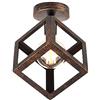 iDEGU Lampada da Soffitto Moderna a Forma di Gabbia Cubo Geometrico Plafoniera Vintage E27 illuminazione per Camera da Letto, Soggiorno, Ristorante,16 cm, ruggine