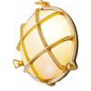 Foresti & Suardi Lampada Rotonda in Stile Marinaro da imbarcazione in Ottone Lucido, ø 190 mm, IP 54, per Attacco E27 (Vetro Satinato)