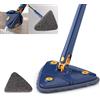 Earnmore - Mocio triangolare girevole a 360 gradi, mocio telescopico triangolare regolabile, mocio multifunzione, Push-Pull automatico (blu + 1 cuscinetto)