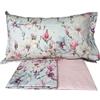 Mirabello Carrara Mirabello Completo Lenzuola letto Due piazze in fine Percalle di Cotone, Effetto copriletto con Doppia Balza Art. Elegant Flowers (Fondo Grigio 09N)