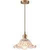 LIGKIN Lampada a Sospensione Industriale Vintage Ottone Lampadario Creativo Fiori Paralume in Vetro E27 Plafoniera per Cucina Sala da Pranzo