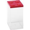 OMADA Design Contenitore Confettata per Confetti o Caramelle, Tipo Mattoncino, in Plastica Trasparente e Coperchio Colorato - 1500 ml - 10x10x20,5 cm