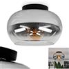 hofstein Lampada da soffitto Molloy, lampada da soffitto moderna in metallo/vetro in nero/fumo/chiaro, lampada a 1 luce dal design retro/vintage con paralume in vetro (Ø 31 cm), 1 x E27, senza lampadina/e