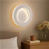 TEKHOME Applique LED da Parete 15W Rotonda Moderna 3 Colori 3000K-6500K Bianca, Lampada da Muro Creativa per Camera da Letto, Soggiorno, Corridoio AQ17-3C