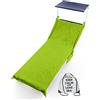 Tex family Telo Mare Lettino in Spugna di Puro Cotone BEDDY Beach © con Tasche Misura CM. 75 X 190 e Zaino Spiaggia - Verde