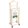 OWIJI Indossatore Appendiabiti Legno Faggio Naturale Rotelle Servo Muto Doppio Dimensioni 45 x 30 x 95 cm Appendiabiti Vestiti Camera Letto Cabina Armadio Grezzo