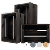 Creative Deco Set 3 x Cassetta Nera in Legno | 30 x 20 x 15 cm | Cassetta di Legno in Stile Vintage, Shabby | Scatola Porta Oggetti, Portafrutta, Cassette Decorazioni, Regali per la Decorazione DIY