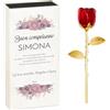 Maverton Rosa Stabilizzata Eterna in Vetro in Scatola Personalizzata - Rose stabilizzate di Cristallo - Soprammobili moderni - Rosso - Oro - Idea Regalo Donna - fiori