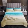 Homemissing copriletto trapuntato oceano mare spiaggia conca stella marina trapunta set fresco verde acqua blu con 1 federa 2 pezzi singolo