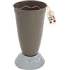 AKITAInk Portaombrelli Vulcano Moderno 27x27x50,5 cm | Porta Ombrelli in Plastica Resistente con Decoro a Onde | Design Elegante e Funzionale per Ingresso Casa o Ufficio (MARRONE)