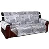 Home Tresor - Fodera Divano 3 Posti | Salvadivano Trapuntato Reversibile Fantasia Cuori - Tinta Unita (Grigio)