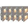 Partenopea Kit 10 Faretti segnapasso da esterno lampada da muro luce cct bianco caldo bianco naturale freddo IP65 LED 5w 300 Lumen ad incasso per scatola cassetta 503 scale giardino viale gradini (Grigio)