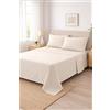 Corredocasa Completo Letto Lenzuola in Cotone, Qualità Made in Italy - PURO COTONE 100% Morbido e Traspirante in ogni Stagione - SET Lenzuolo Sotto con Angoli, Sopra e 2 Federe (Panna, Matrimoniale)