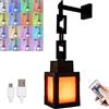 Generic Luce notturna a lanterna pixelata, lampada notturna ricaricabile USB a 16 colori con telecomando, interruttore tattile e luci per montaggio a parete, per l'arredamento della sala giochi, camera