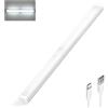 S.I.C Luce notturna LED; Ricaricabile USB; Sensore di Movimento; Striscia Magnetica e Adesiva; per Armadio, Sottopensile, Scale, Corridoi, Cucina (32cm, Luce Bianca Fredda)
