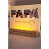 Generico Lampada Personalizzata festa del Papà con Foto - Regalo Festa del Papà, Lampada Plexiglass con Base in Legno Incisa, Luce Notturna Personalizzabile con Nomi e Dedica