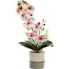 Generico Fiore di Orchidea Artificiale Giallo a Due Punte Fiori in Silicone Phalaenopsis Phalaenopsis a Otto Teste con Vaso di Fiori Fiore di Farfalla di Simulazione Bianco in Vaso (bianco)